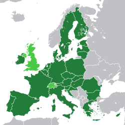Peta yang menunjukkan anggota Komunitas Energi Atom Eropa