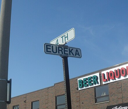 Street sign for Eureka Road in Wyandotte Eureka street sign Wyandotte.jpg