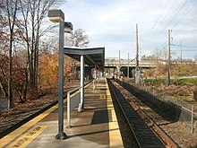 The station platform in 2011 Facing north at Wilton station, November 2011.jpg