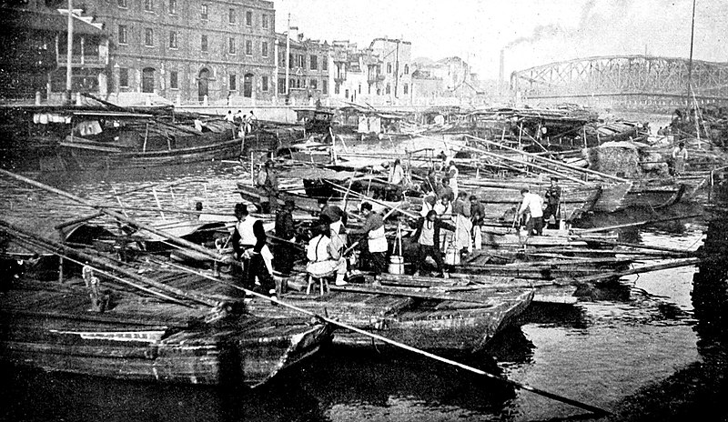 File:Farmers of forty centuries - manure boats on Soochow creek, Shanghai, China.jpg