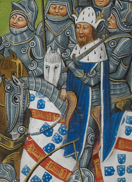 Ferdinand I of Portugal - Chronique d' Angleterre (Volume III) (late 15th C), f.201v - BL Royal MS 14 E IV (cropped).png