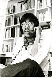 Author Frank Chin in San Francisco, 1975 Frank Chin on the telephone in 1975.jpg