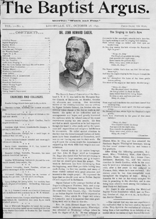 Front page of the first edition of The Baptist Argus, published in Louisville, Kentucky on October 28, 1897. Image via the Baylor University Libraries Digital Collections. Front page of first edition of "The Baptist Argus," October 28, 1897.png