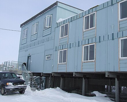 Adfreeze piles supporting a building in Utqiaġvik, Alaska