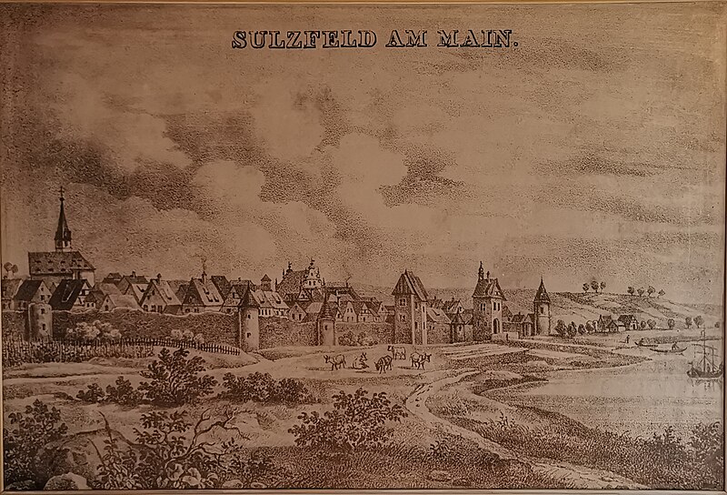 File:GER — Bayern — Unterfranken — Landkreis Kitzingen— Sulzfeld am Main (Ortsansicht) — Schleich, Anton — Lithographie — um1845.jpg