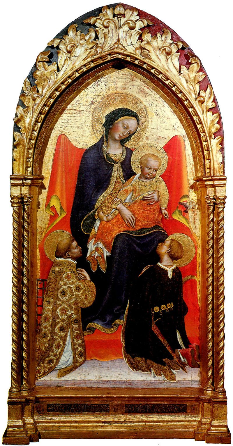 Gentile da fabriano, madonna col bambino tra i santi giuliano e lorenzo, washington.jpg