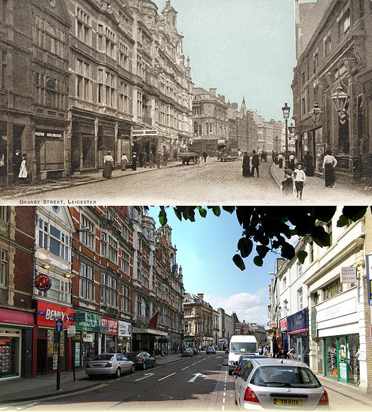 File:Granby Street Leicester c1903 and 2009.jpg