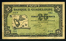 Guadeloupe 25 Francs banknote of 1942 Guadeloupe 25 Francs banknote of 1942.jpg