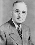 President Truman Harry S Truman, bw half-length photo portrait, facing front, 1945-crop.jpg