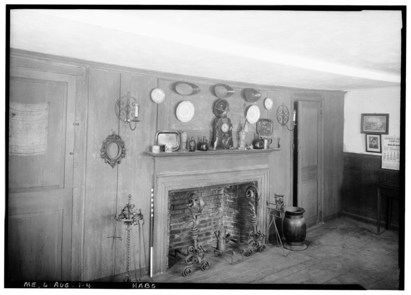File:Historic American Buildings Survey Allen L. Hubbard, Photographer December 1, 1936 FIREPLACE WALL (northwest room 1st floor) - Fort Western, Main Building, Bowman Street, Augusta, HABS ME,6-AUG,1-4.tif