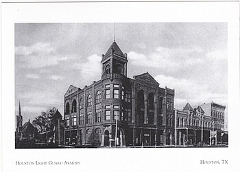 The original Houston Light Guard Armory on Texas St and Fannin Ave. Built in 1893. Hlg original armory.jpg