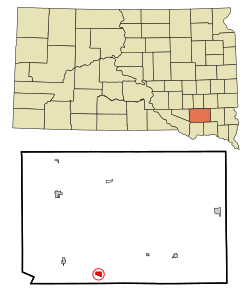 Umístění v Hutchinson County a státu Jižní Dakota
