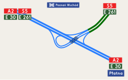 Overview map of the Poznań-Wschód motorway junction