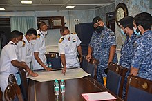 India-Bahrain Maritime Partnership Exercise 2021 INS Kochi, flying the flag of Rear Admiral Ajay Kochhar, FOCWF, on a visit to Manama, Bahrain as part of its Persian Gulf deployment; 2021.jpg