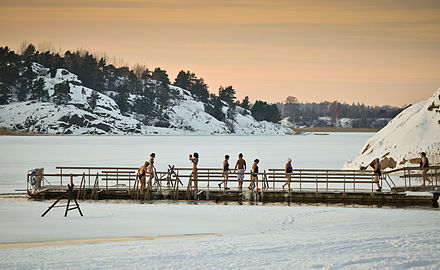 Ice Swimming at the Ispoinen Beach is a popular hobby among locals during the winter months.