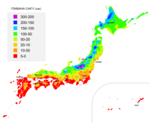 Максимальна глибина снігу, спостереження 1971-2000 років