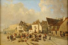 Entrée du port de Dieppe, peinture de Julius Hinz (1805–1862).