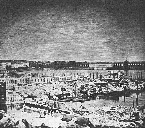 הריסות בהמבורג כתוצאה מהשרפה הגדולה, תצלום דאגרוטיפ משנת 1842