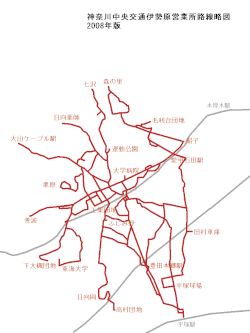 路線略図（左は1988年当時、右は2008年時点）