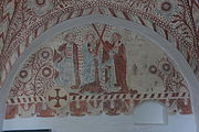 English: Fresco in Kvislemark church, Næstved, Denmark. The frescos in the church were rediscovered in 1923 and are probably by the "Kongstedmesteren" and are from 1425-50