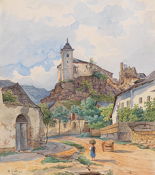 File:Lafite – View of the Castle Ruins of Rehberg in the Municipality of Krems, 1852.jpg