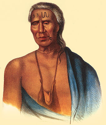 Lappawinsoe of the Lenape, painted by Gustavus Hesselius in 1735. The Lenape inhabited southeastern Pennsylvania.