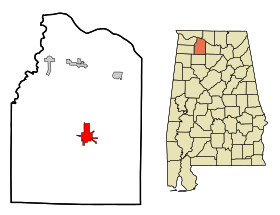 Lawrence County Alabama Incorporated and Unincorporated areas Moulton Highlighted.svg