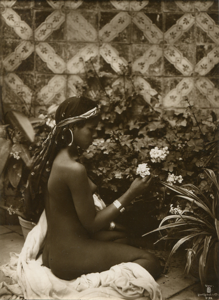 File:Lehnert et Landrock - Le portrait d'une jeune fille dans une cour, circa 1910.png