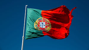Bandeira no mapa de Portugal
