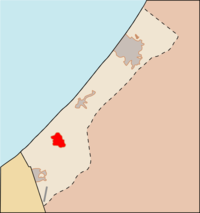ガザ地区におけるハーン・ユーニスの位置の位置図