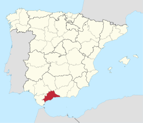 Pozicija Málage na karti Španjolske