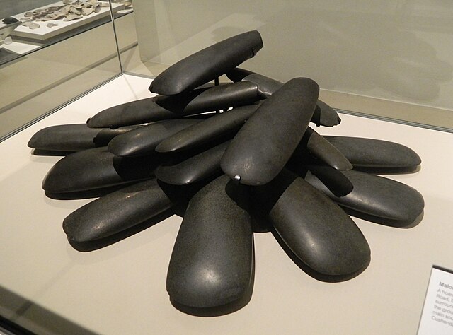The Malone Hoard of 19 polished Neolithic axe heads