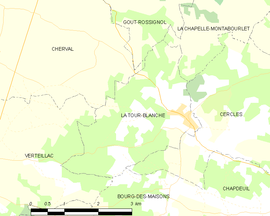 Mapa obce La Tour-Blanche