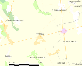 Mapa obce Corneuil