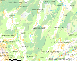 Mapa obce Aillon-le-Jeune