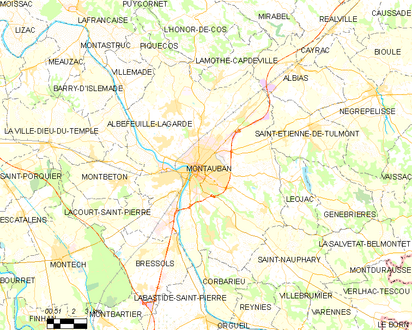 Karte, die die territorialen Grenzen mehrerer Gemeinden darstellt.