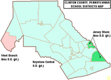 portion of West Branch Area School District region in Clinton County Map of Clinton County Pennsylvania School Districts.png