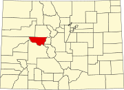 Map of Colorado highlighting Pitkin County