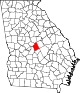 Mapa de Georgia con la ubicación del condado de Twiggs