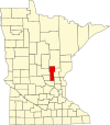 Statskart som fremhever Mille Lacs County