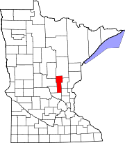 Map of Minnesota highlighting Mille Lacs County.svg