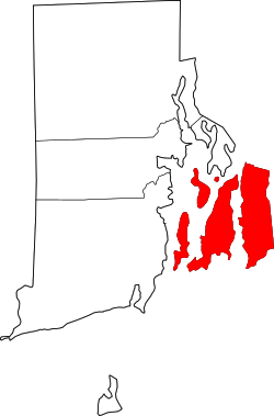 Karte von Newport County innerhalb von Rhode Island