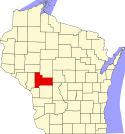 Map of Jackson County within Wisconsin