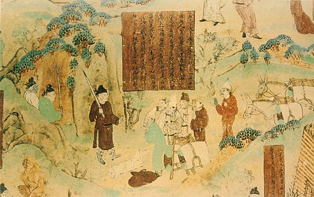 A painting of merchants from the Tang Dynasty, Bezeklik Thousand Buddha Caves