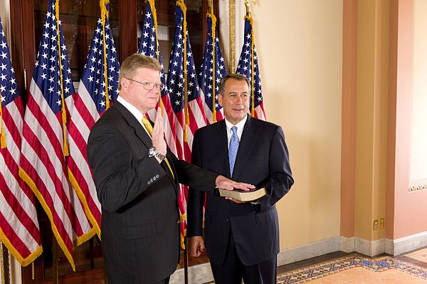 Amodei being sworn-in by then-Speaker of the House John Boehner.