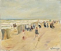 Strand i Noordwijk bei Sturm (1908) av Max Liebermann