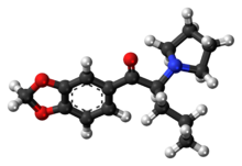 Methylenedioxypyrovalerone molecule ball.png