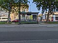Bus stop in Milan.