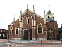 The neo-Gothic parish church with late medieval tower Munsterbilzen - Onze-Lieve-Vrouw Tenhemelopnemingskerk.jpg