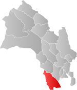 Mapa do condado de Viken com Kongsberg em destaque.
